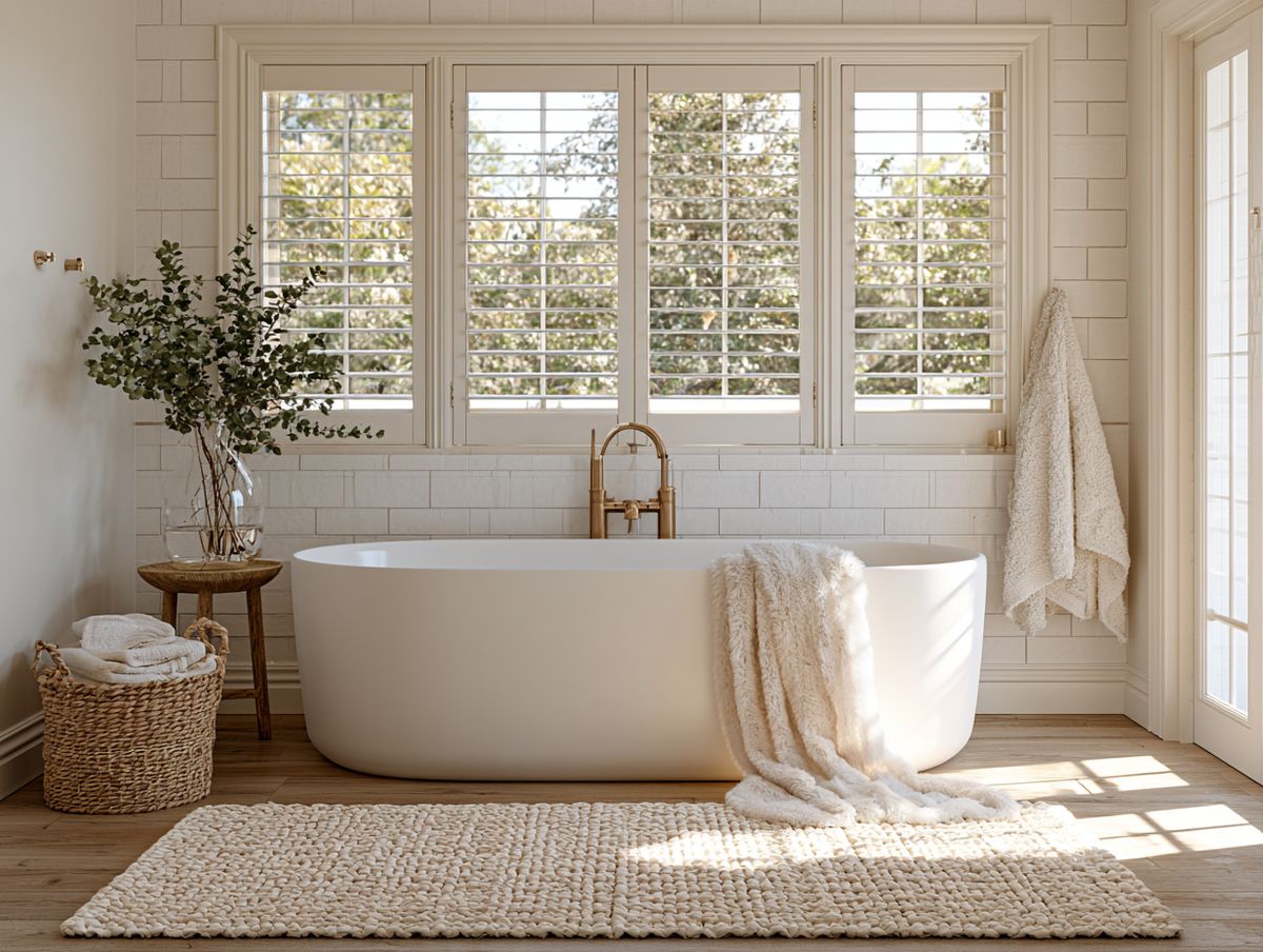 Sparkling bathroom with freestanding bath